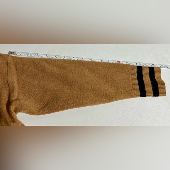 Crown&Ivy Open Cardigan Sweater Womens Sz M Petite Tan Black Stripes ColorBlock - Picture 8 of 9